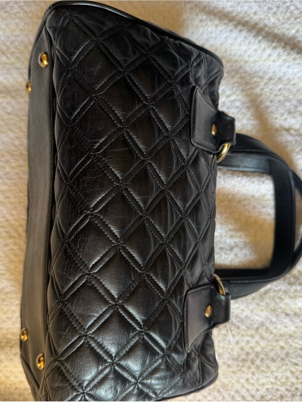 MCM Black Quilted Leather Shoulder Bag with Gold Hardware - Picture 3 of 5